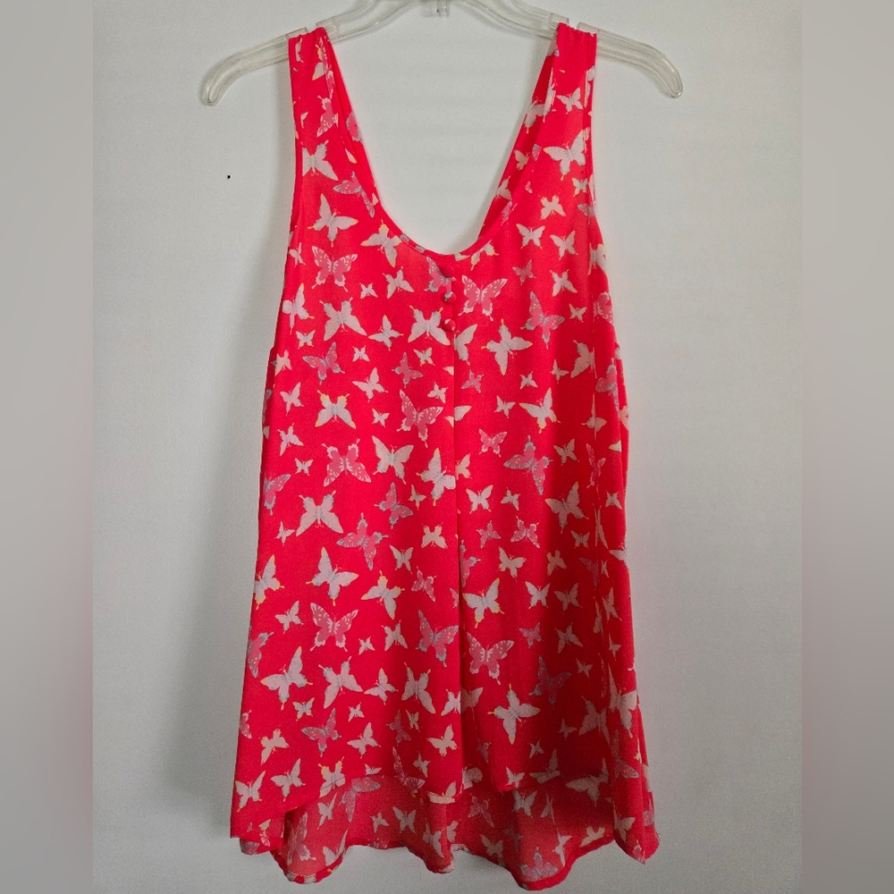 Candie's Coral Butterfly Print Top